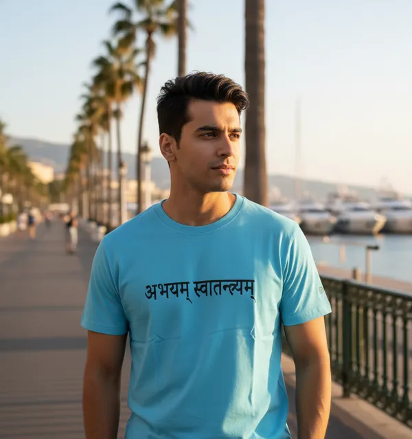 Sky_Blue_(Be_Fearless_Be_Free)_180_Gsm_Poly_Cotton_Half_Sleeve_T-Shirt