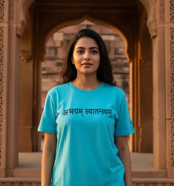 Sky_Blue_(Be_Fearless_Be_Free)_180_Gsm_Poly_Cotton_Half_Sleeve_T-Shirt