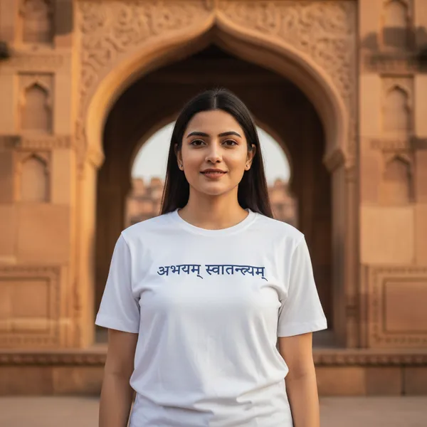 White_(Be_Fearless_Be_Free)_180_Gsm_Poly_Cotton_Half_Sleeve_T-Shirt