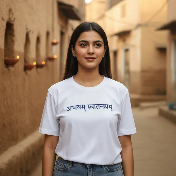 White_(Be_Fearless_Be_Free)_180_Gsm_Poly_Cotton_Half_Sleeve_T-Shirt