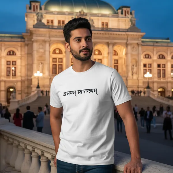 White_(Be_Fearless_Be_Free)_180_Gsm_Poly_Cotton_Half_Sleeve_T-Shirt