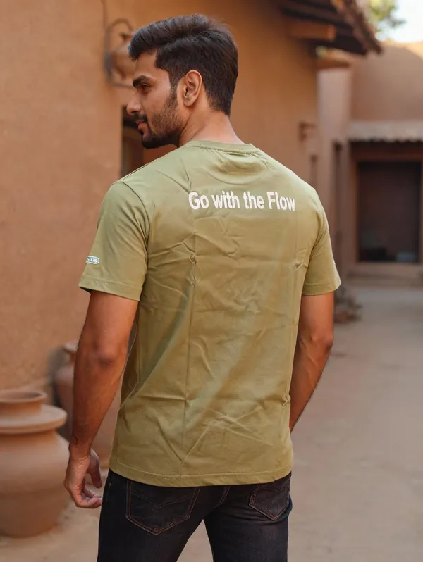 Olive_(Go_With_The_Flow)_180_Gsm_Poly_Cotton_Half_Sleeve_T-Shirt