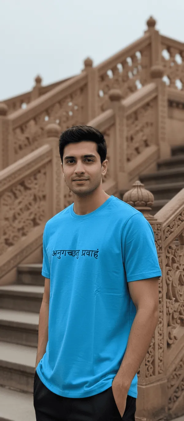 Sky_Blue_(Go_With_The_Flow)_180_Gsm_Poly_Cotton_Half_Sleeve_T-Shirt