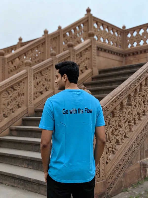 Sky_Blue_(Go_With_The_Flow)_180_Gsm_Poly_Cotton_Half_Sleeve_T-Shirt