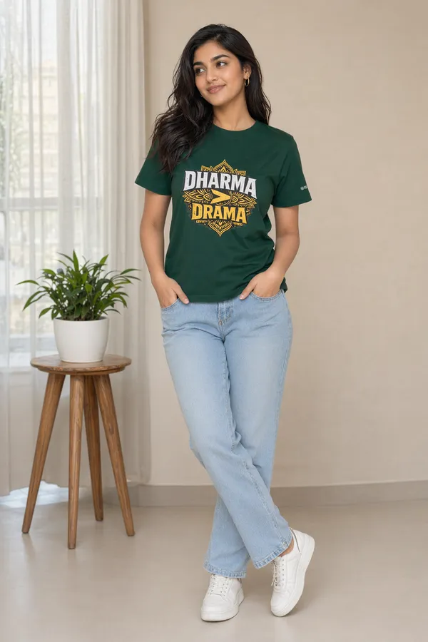 Bottle_Green_(Dharma_>_Drama)_180_Gsm_Poly_Cotton_Half_Sleeve_T-Shirt