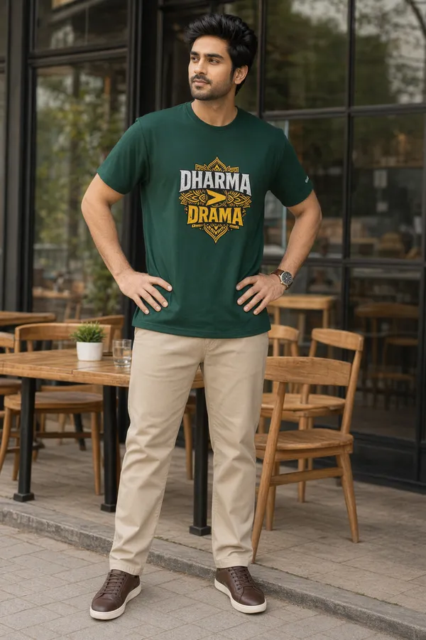 Bottle_Green_(Dharma_>_Drama)_180_Gsm_Poly_Cotton_Half_Sleeve_T-Shirt