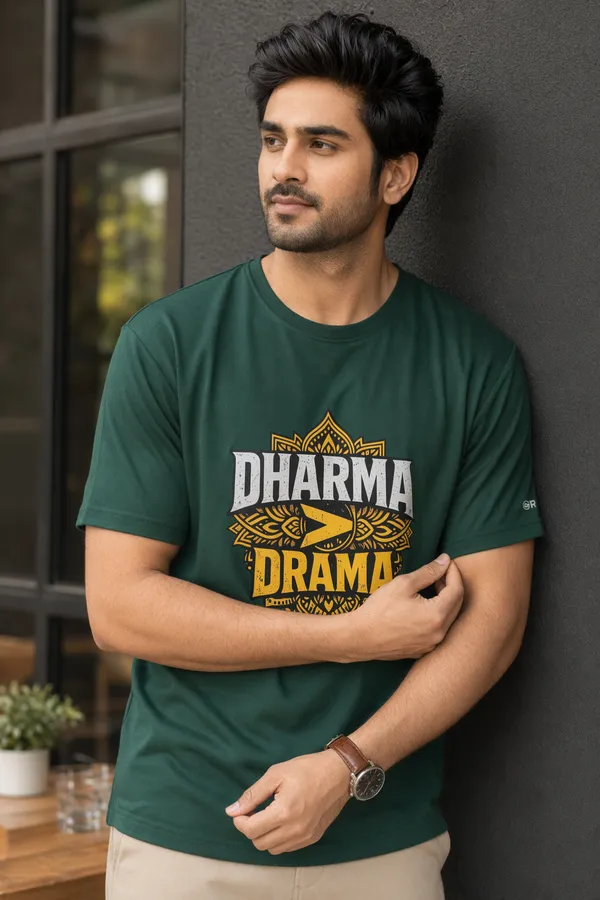 Bottle_Green_(Dharma_>_Drama)_180_Gsm_Poly_Cotton_Half_Sleeve_T-Shirt