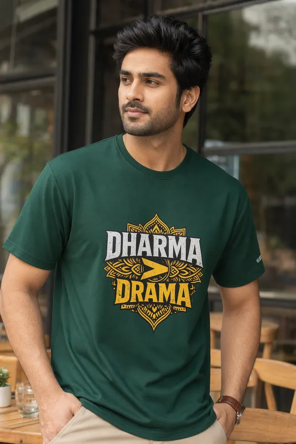 Bottle_Green_(Dharma_>_Drama)_180_Gsm_Poly_Cotton_Half_Sleeve_T-Shirt