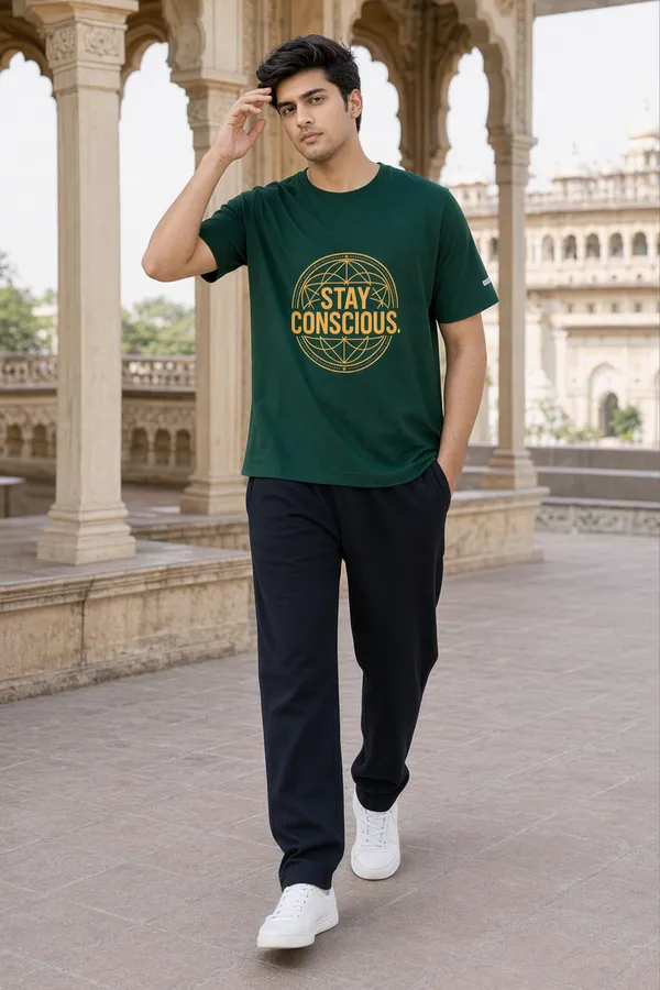 Bottle_Green_(Stay_Concious)_180_Gsm_Poly_Cotton_Half_Sleeve_T-Shirt