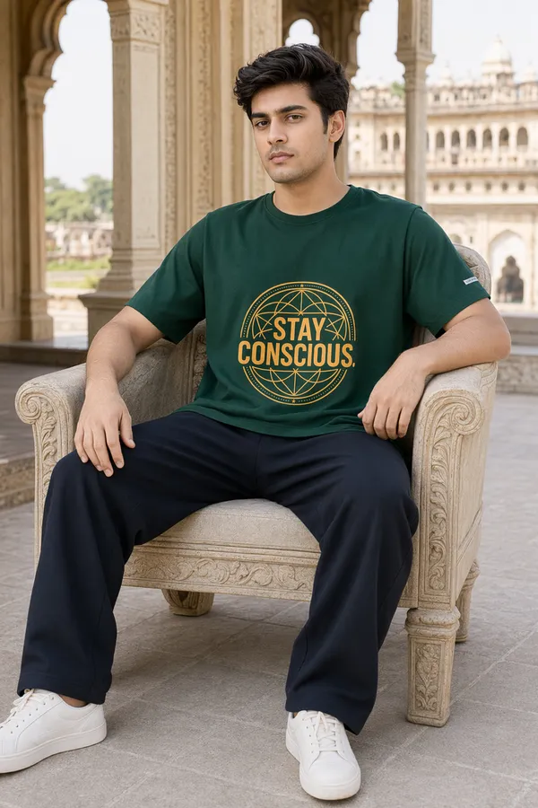 Bottle_Green_(Stay_Concious)_180_Gsm_Poly_Cotton_Half_Sleeve_T-Shirt