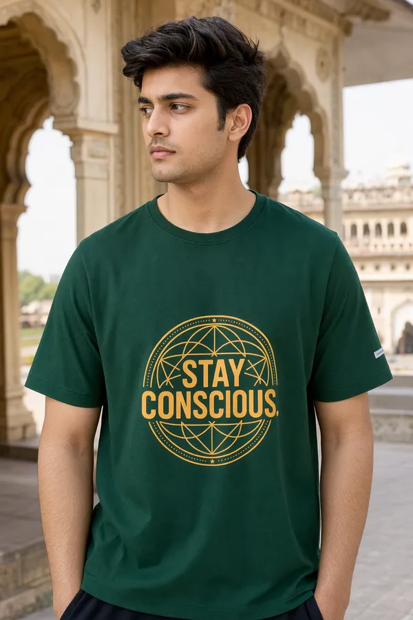 Bottle_Green_(Stay_Concious)_180_Gsm_Poly_Cotton_Half_Sleeve_T-Shirt