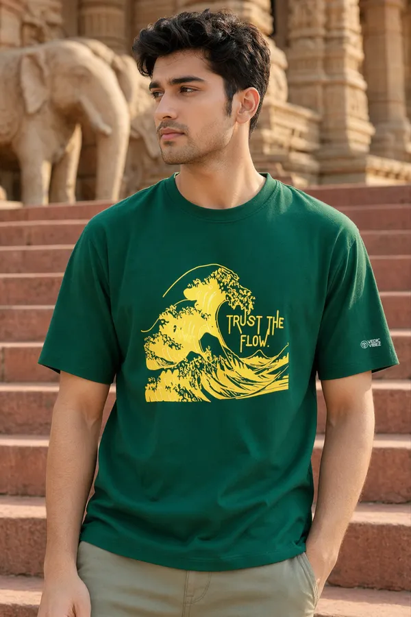 Bottle_Green_(Trust_the_Flow)_180_Gsm_Poly_Cotton_Half_Sleeve_T-Shirt