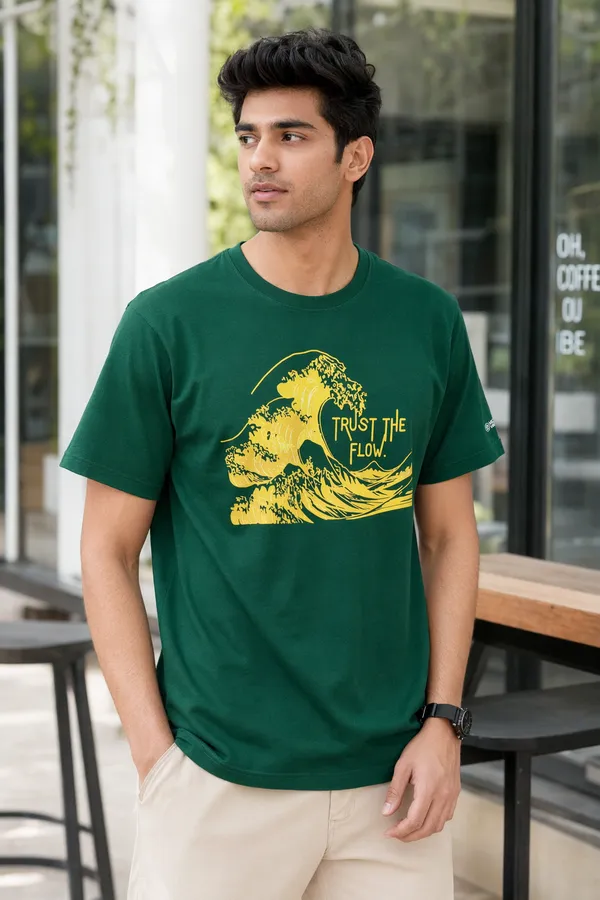 Bottle_Green_(Trust_the_Flow)_180_Gsm_Poly_Cotton_Half_Sleeve_T-Shirt