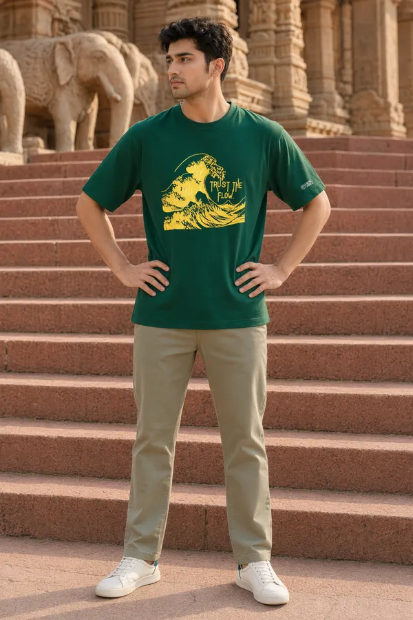 Bottle_Green_(Trust_the_Flow)_180_Gsm_Poly_Cotton_Half_Sleeve_T-Shirt
