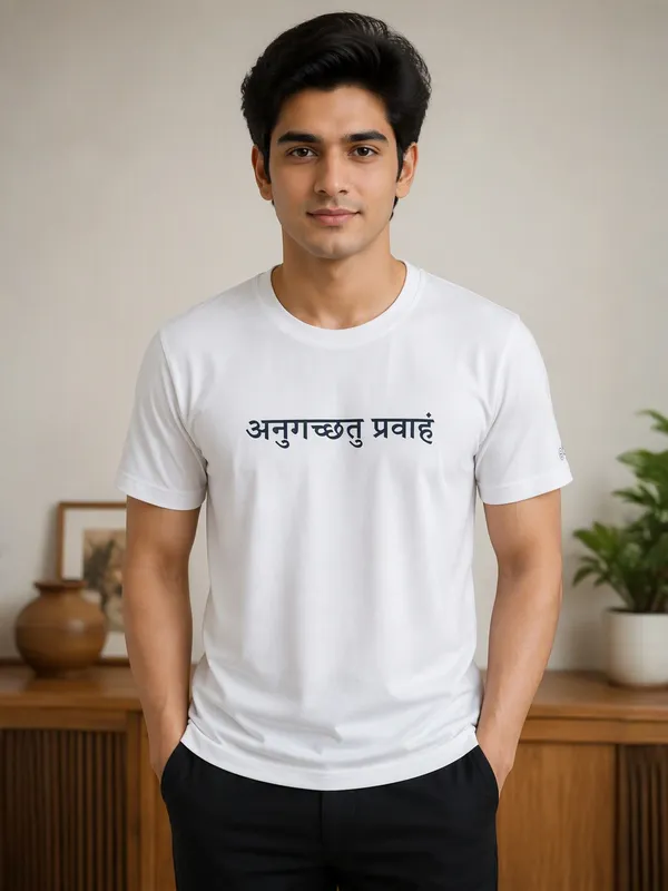 White_(Go_With_The_Flow)_180_Gsm_Poly_Cotton_Half_Sleeve_T-Shirt