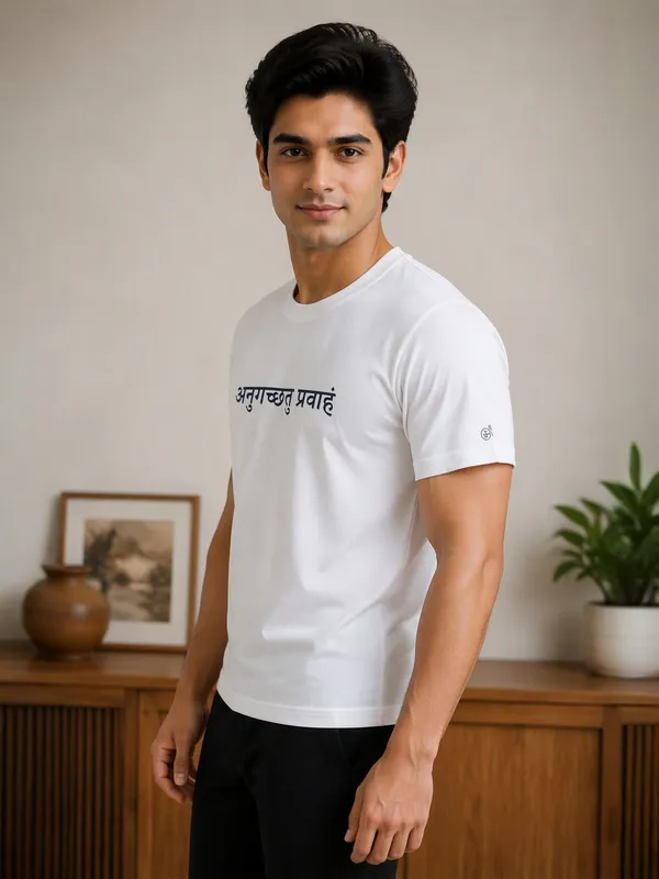 White_(Go_With_The_Flow)_180_Gsm_Poly_Cotton_Half_Sleeve_T-Shirt