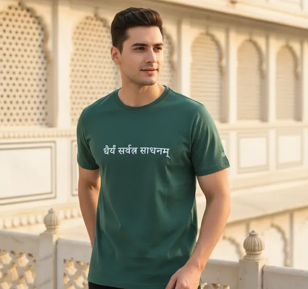 Bottle_Green_(Patience_Is_The_Key)_180_Gsm_Poly_Cotton_Half_Sleeve_T-Shirt