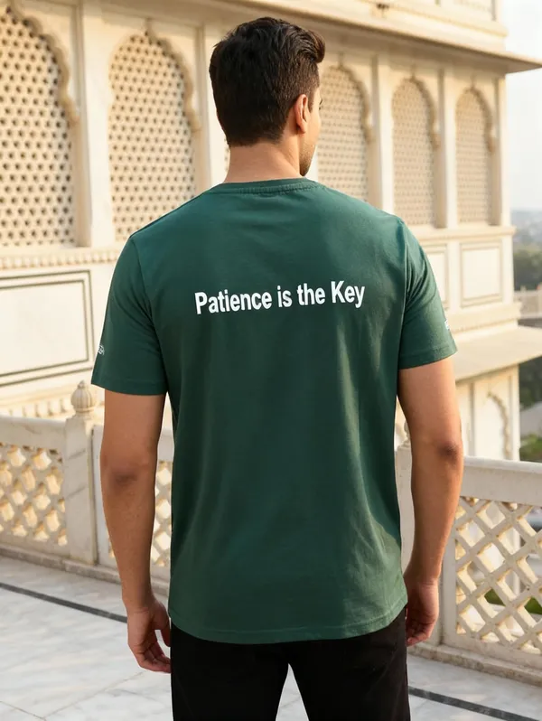 Bottle_Green_(Patience_Is_The_Key)_180_Gsm_Poly_Cotton_Half_Sleeve_T-Shirt