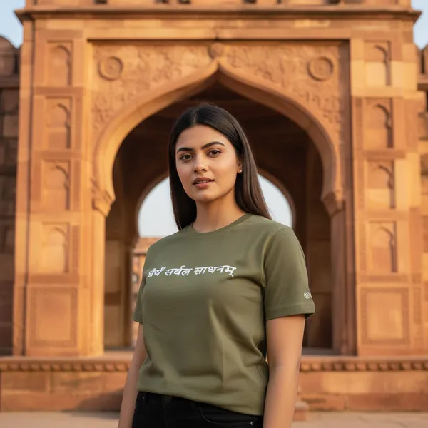 Olive_Green_(Patience_Is_The_Key)_180_Gsm_Poly_Cotton_Half_Sleeve_T-Shirt