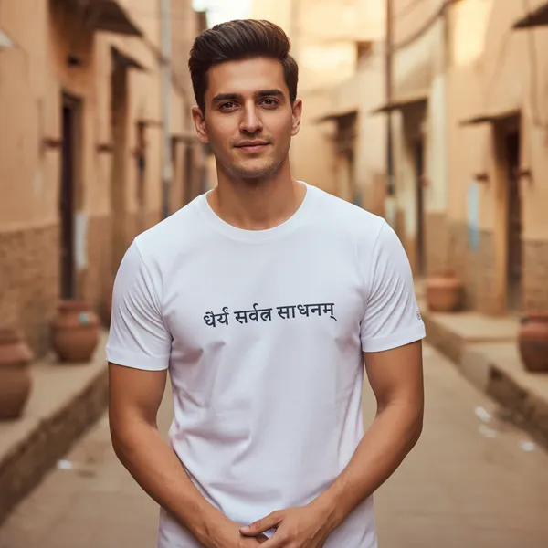 White_(Patience_Is_The_Key)_180_Gsm_Poly_Cotton_Half_Sleeve_T-Shirt