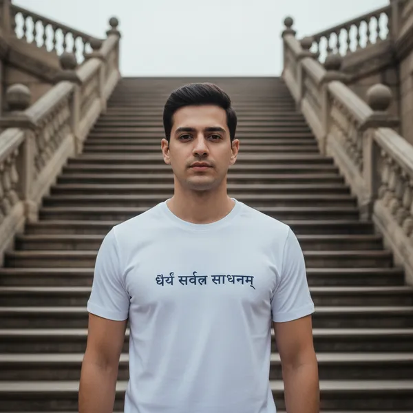 White_(Patience_Is_The_Key)_180_Gsm_Poly_Cotton_Half_Sleeve_T-Shirt