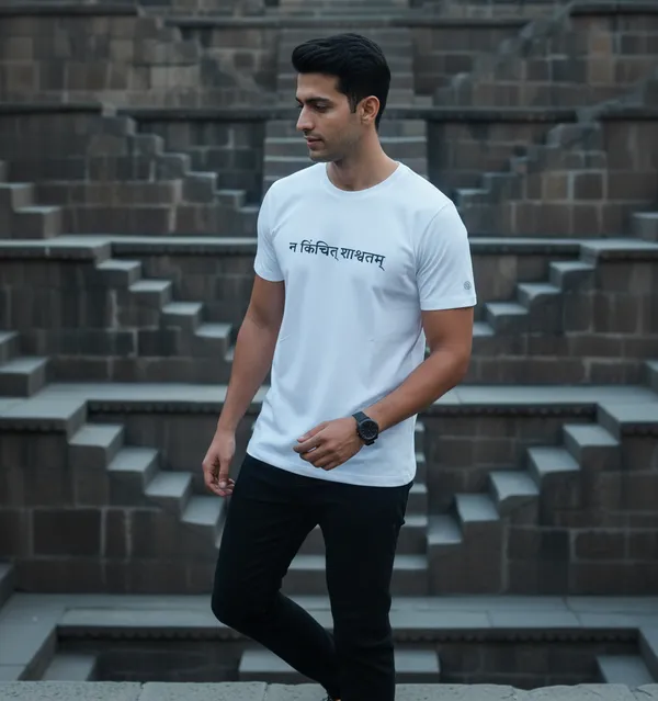 White_(Nothing_Is_Eternal)_180_Gsm_Poly_Cotton_Half_Sleeve_T-Shirt
