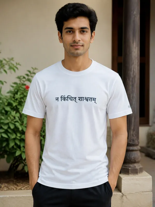 White_(Nothing_Is_Eternal)_180_Gsm_Poly_Cotton_Half_Sleeve_T-Shirt