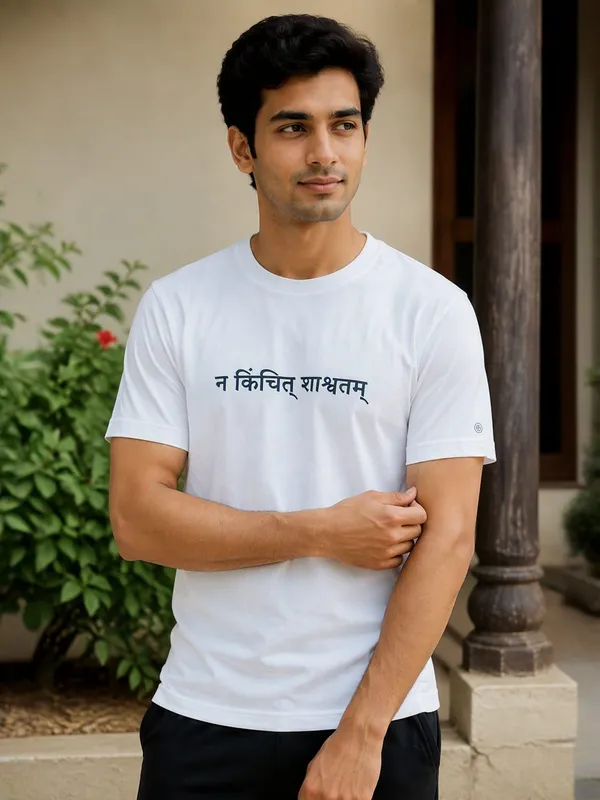 White_(Nothing_Is_Eternal)_180_Gsm_Poly_Cotton_Half_Sleeve_T-Shirt