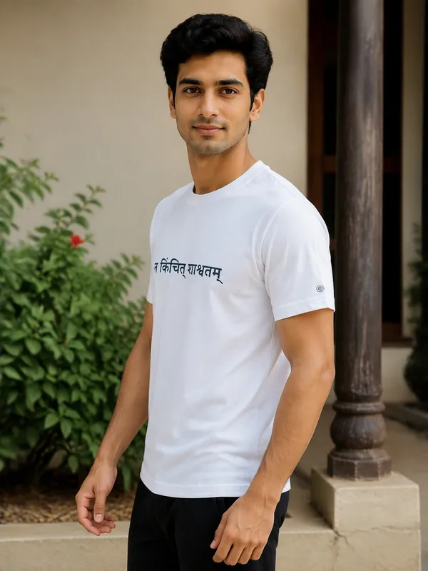 White_(Nothing_Is_Eternal)_180_Gsm_Poly_Cotton_Half_Sleeve_T-Shirt