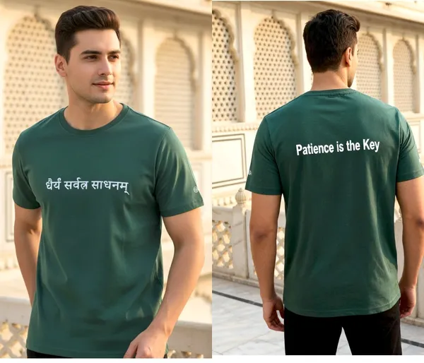 Bottle_Green_(Patience_Is_The_Key)_180_Gsm_Poly_Cotton_Half_Sleeve_T-Shirt