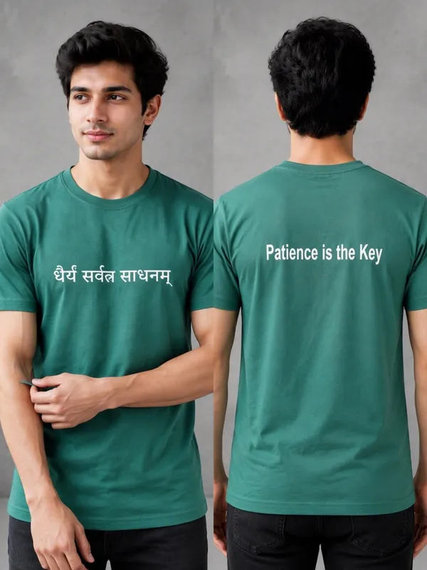 Bottle_Green_(Patience_Is_The_Key)_180_Gsm_Poly_Cotton_Half_Sleeve_T-Shirt
