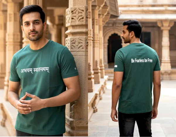 Bottle_Green_(Be_Fearless_Be_Free)_180_Gsm_Poly_Cotton_Half_Sleeve_T-Shirt