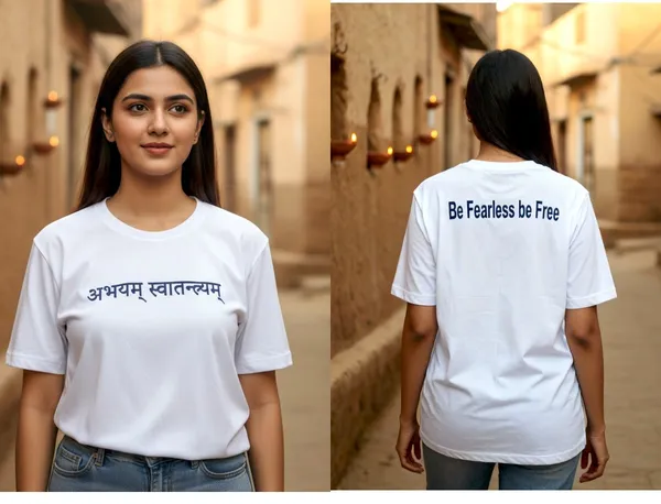 White_(Be_Fearless_Be_Free)_180_Gsm_Poly_Cotton_Half_Sleeve_T-Shirt