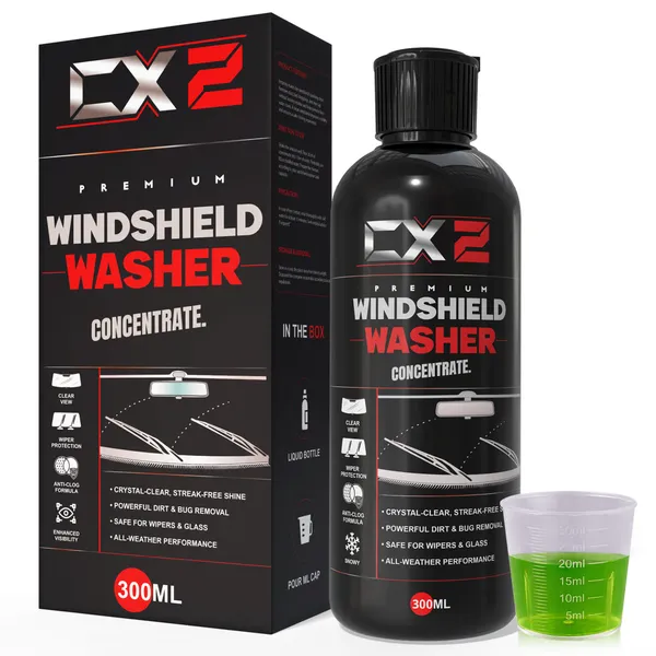 Cx2_Windshield_Washer_Fluid_Concentrate_For_Car|_300Ml_|_Streak-Free_Glass_Cleaning_|_Removes_Dust_Bugs_&_Road_Grime_|_20Ml_Dilution_Per_1L_Water_|_Safe_For_Wiper_Blades_&_Car_Glass