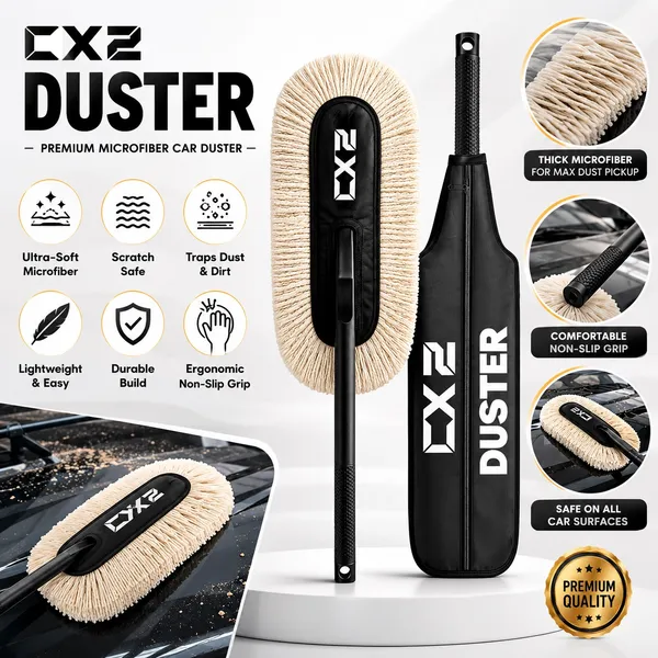 Cx2_Car_Duster_With_Long_Handle_|_Lint-Free_&_Scratch-Free_Car_Cleaning_Brush_|_Paraffin_Wax_Coated_Dust_Remover_|_Soft_Microfiber_Car_Duster_For_Exterior_Cleaning_Of_Cars_Suvs_&_Bikes