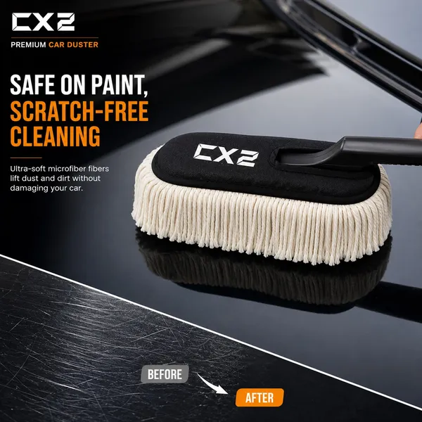 Cx2_Car_Duster_With_Long_Handle_|_Lint-Free_&_Scratch-Free_Car_Cleaning_Brush_|_Paraffin_Wax_Coated_Dust_Remover_|_Soft_Microfiber_Car_Duster_For_Exterior_Cleaning_Of_Cars_Suvs_&_Bikes