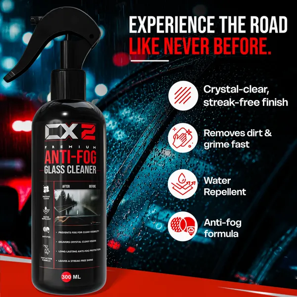 CX2_Premium_Anti_Fog_Glass_Cleaner_300ml_with_Microfiber_Cloth_|_Windshield,_Car_Glass_&_Helmet_Visor_Anti_Fog_Spray_|_Streak-Free_Cleaner_for_Cars,_EV_Cars_&__Helmet_Visor_and_All_Vehicles