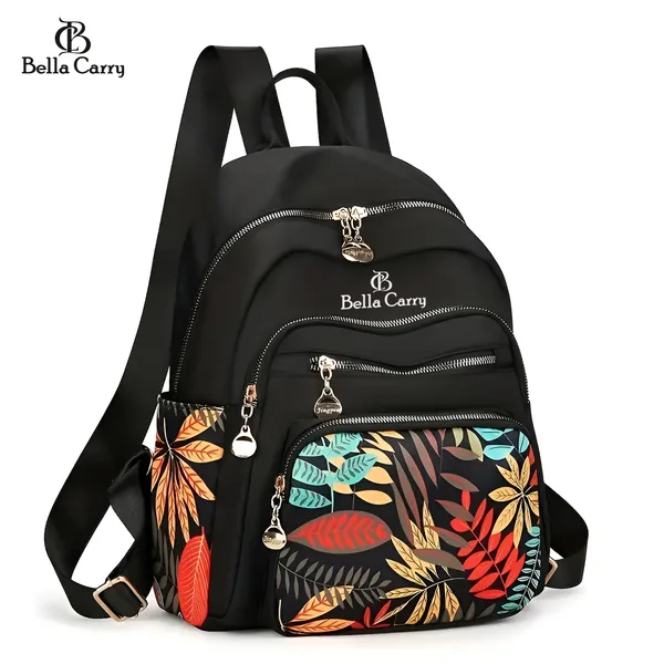 Black_Polyurethane_Zipper_Messenger_Backpack_For_Girls