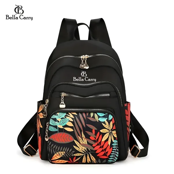 Black_Polyurethane_Zipper_Messenger_Backpack_For_Girls