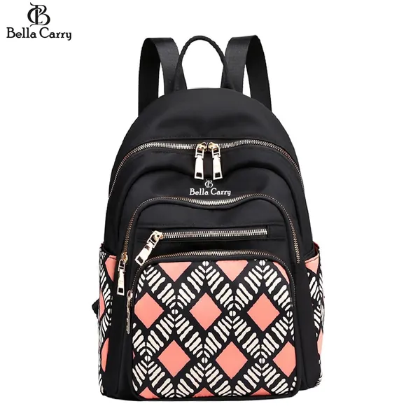 Black_Polyurethane_Zipper_Messenger_Backpack_For_Girls
