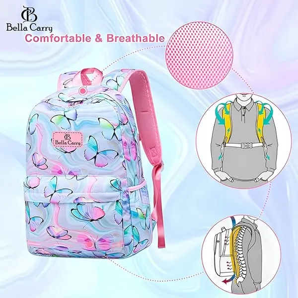 Blue_And_Pink_Polyurethane_Zipper_Backpack_For_Unisex_Kids