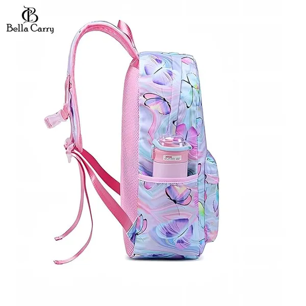 Blue_And_Pink_Polyurethane_Zipper_Backpack_For_Unisex_Kids