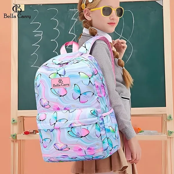Blue_And_Pink_Polyurethane_Zipper_Backpack_For_Unisex_Kids