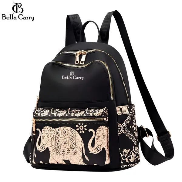 Black_Polyurethane_Zipper_Canvas_Backpack_For_Girls