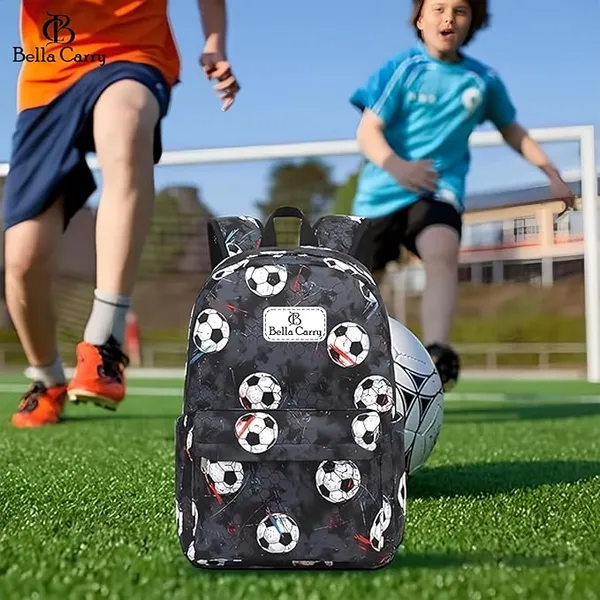 Black_Polyurethane_Zipper_Backpack_For_Unisex_Kids