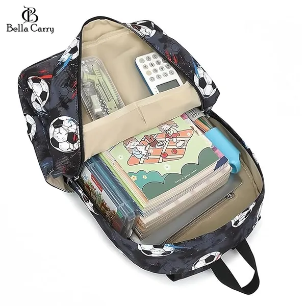 Black_Polyurethane_Zipper_Backpack_For_Unisex_Kids