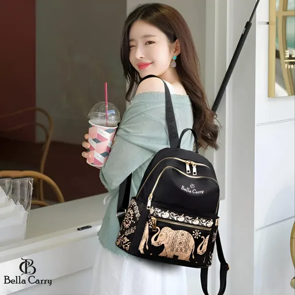 Black_Polyurethane_Zipper_Canvas_Backpack_For_Girls