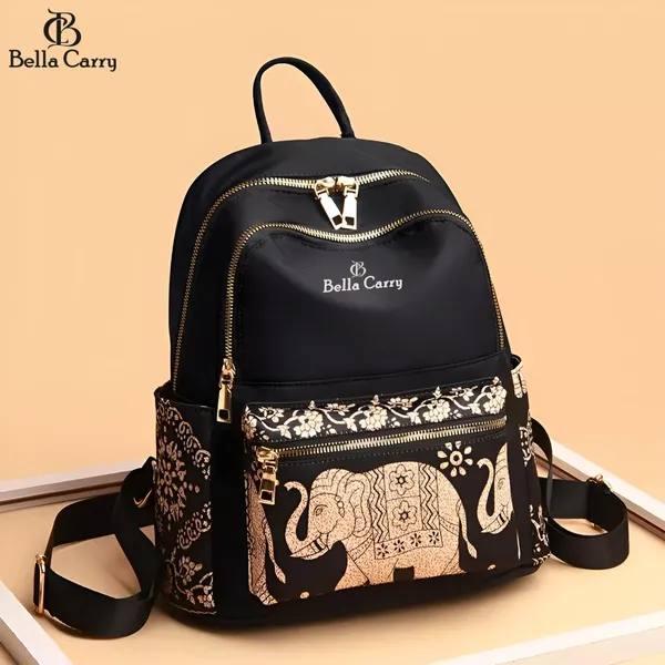 Black_Polyurethane_Zipper_Canvas_Backpack_For_Girls