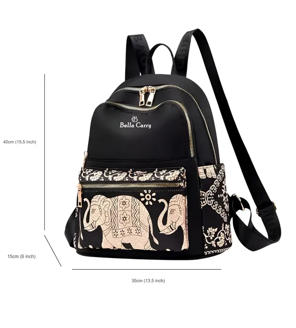 Black_Polyurethane_Zipper_Canvas_Backpack_For_Girls