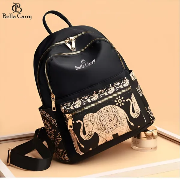 Black_Polyurethane_Zipper_Canvas_Backpack_For_Girls